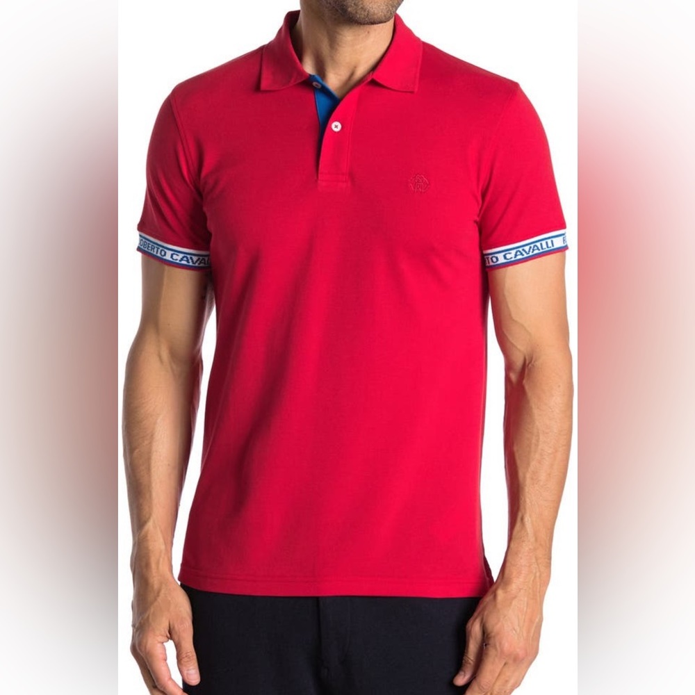 SALE!! Roberto Cavalli Logo trimmed Polo Shirt